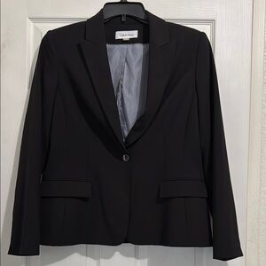 Calvin Klein Black Blazer Single-Breasted Notched Lapels
